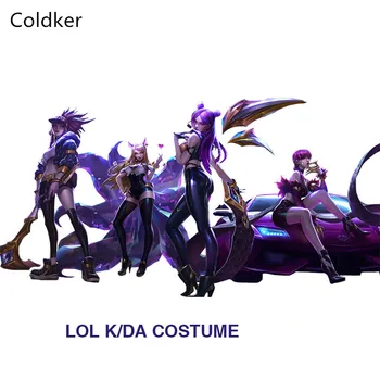 

Drop Shipping S-XXL LOL Game KDA Cosplay Costume KDA Kaisa Ahri Akali Evelynn Cosplay CostumeWig Full SET Halloween Costume