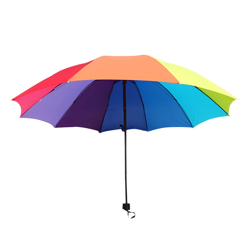 

10 Colors Women Parasol Rainbow Umbrella Big Three Folding Colorful Umbrella Female Sunny And Rainy Umbrella