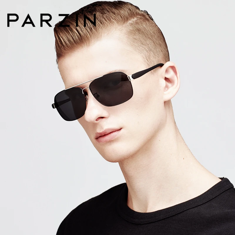 Мужские солнцезащитные очки с оправой из легкого сплава PARZIN, классические солнцезащитные очки, стильные очки с пилотом и квадратной поляризацией