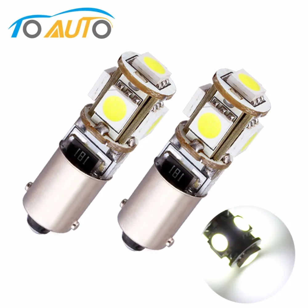 2pcs Ba9s T4w 5 SMD Pure White CANBUS Error Free Interior Car 5 LED