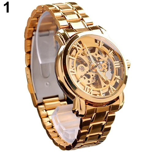 جديد وصول رجل ريترو الأرقام الرومانية الجوف الهيكل العظمي الذهبي لهجة اليد الميكانيكية ووتش 5UZR smt 89