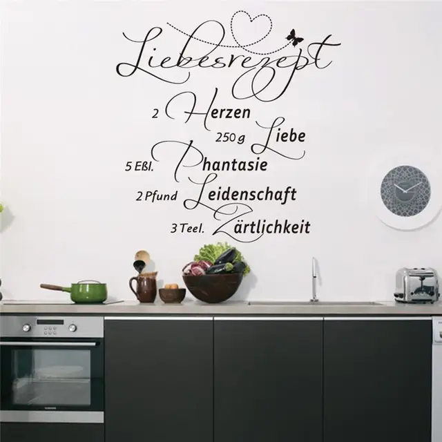 Us 804 Aliexpresscom Deutsch Liebe Rezept Zitate Wandaufkleber Küche Schlafzimmer Dekoration 008 Diy Zitate Wandaufkleber Vinyl Decals