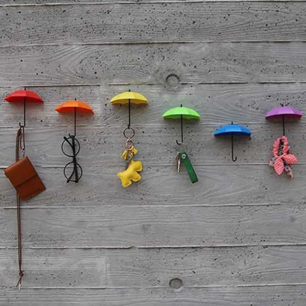 

2016 new 3Pcs Colorful Umbrella Wall Hook Key Hair Pin Holder Organizer Decorative Brand New