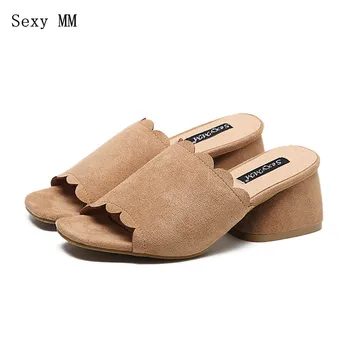 

Women Gladiator Sandals Square High Heels Slip On Slippers Peep Toe Pumps Summer Shoes Woman High Heel Sandals