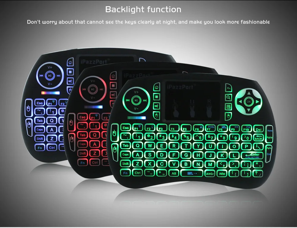 iPazzPort qwerty 2.4GHz Russian Wireless Mini Keyboard With Led Backlit