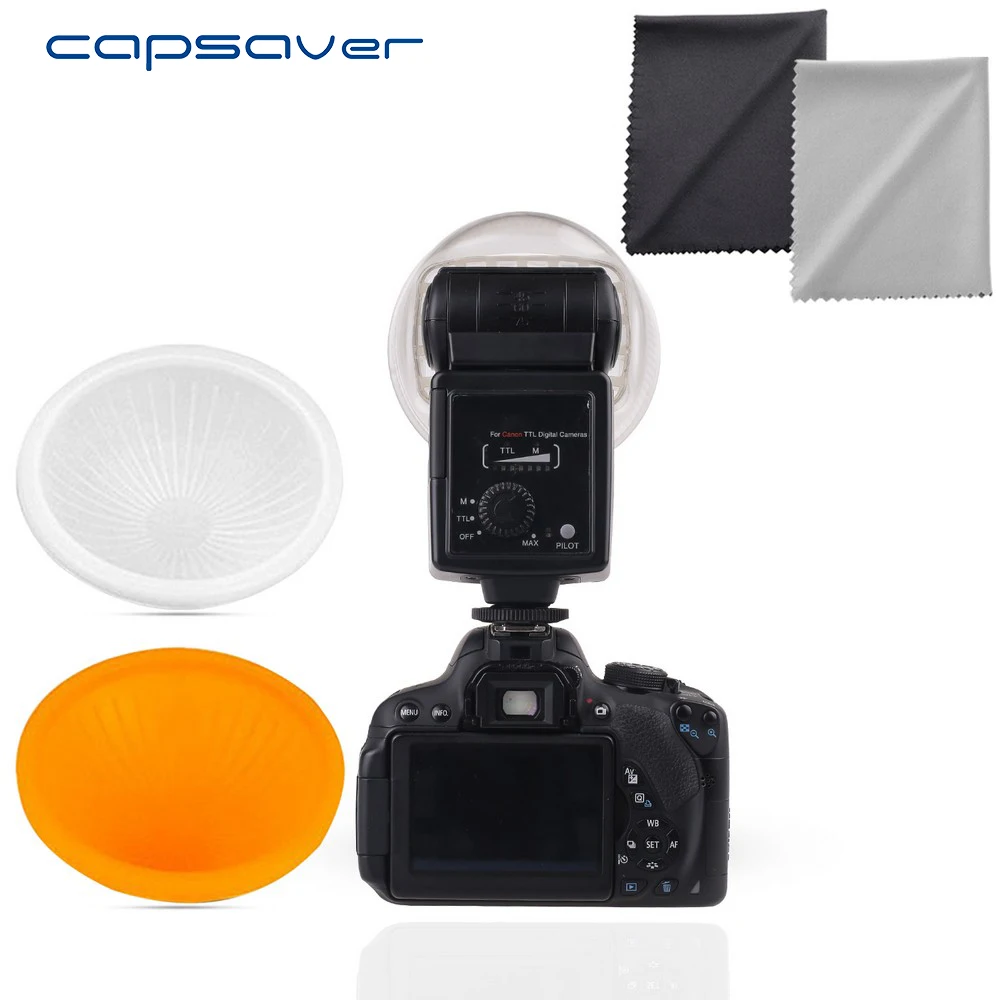 Capsaver универсальный диффузор-рассеиватель в форме купола для Nikon SB600 SB800 SB900 Lightsphere 2 шт. охватывает оранжевый и белый набор крышек