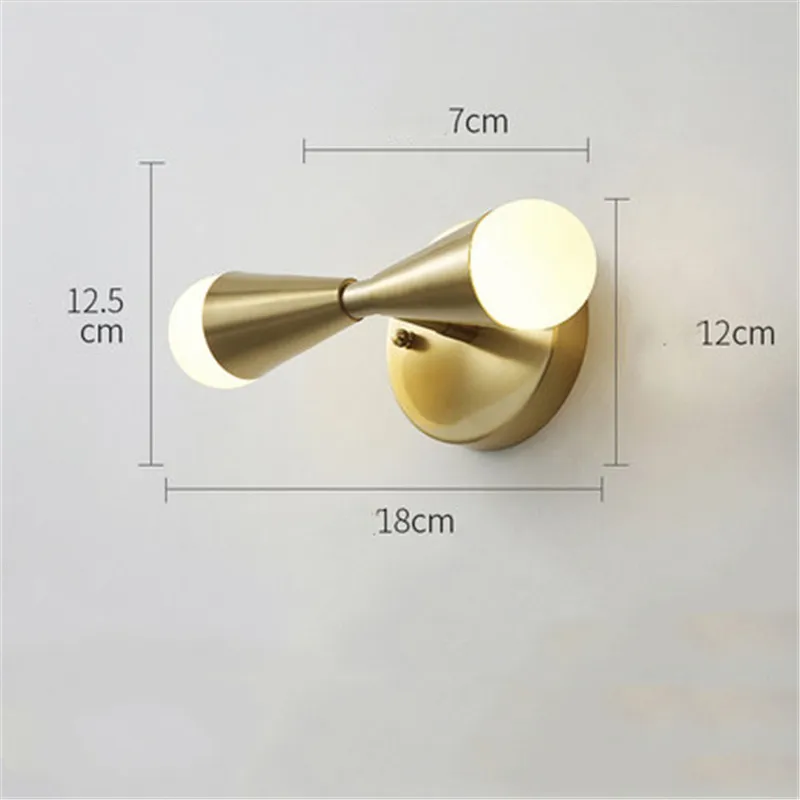 Скандинавский Ретро Лофт медный прикроватный настенный светильник для спальни креативный минималистичный латунный кухонный настенное зеркало в ванную комнату освещение - Цвет абажура: 2 heads copper