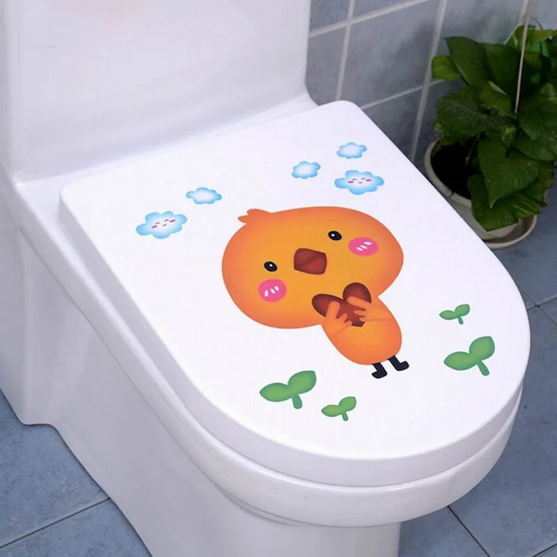 Милый рисунок «Hello Kitty» медведь курица стикер для туалета, ванной комнаты настенный Стикеры s домашний декор наклейка на стену