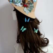 Горячая Женская шерстяная церковный колокол шляпа ретро Дерби котелок мягкая фетровая шляпа шапка ручной работы винтажная голова оленя шапка с цветком