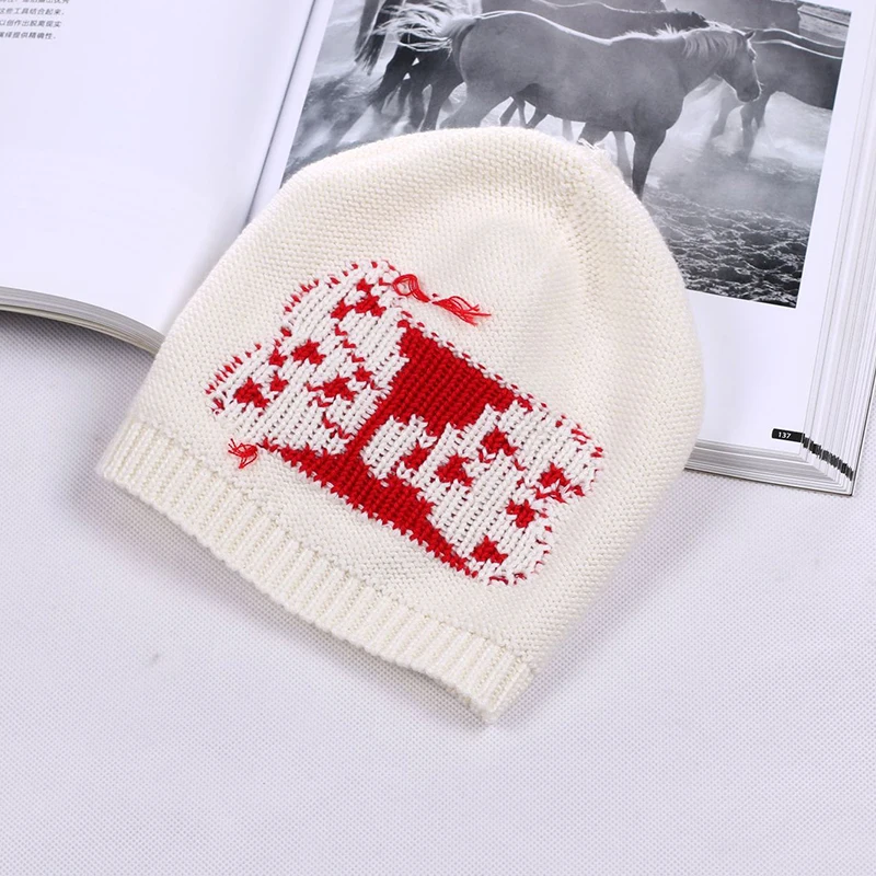 Bow Pattern Baby Girls Beanies Hat Thicken Warm Winter Sukll Cap Knitted Cotton Bonnet Single Layer Earflap Hat Boneless Comfortable (5)