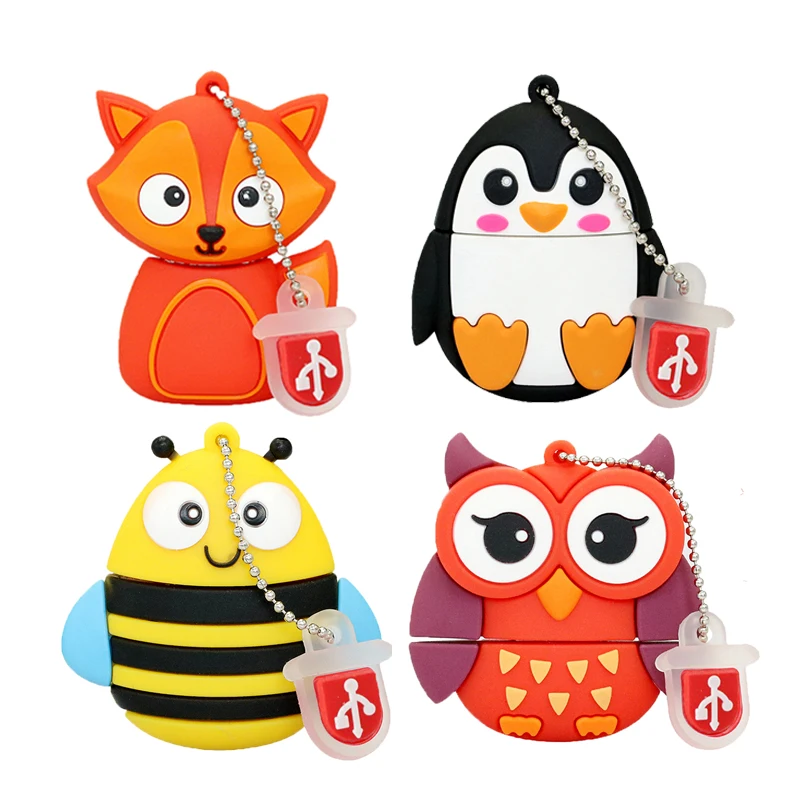 Mini Simpatico Pinguino Gufo Volpe Pen Drive Cartone Animato Ape Usb Flash Drive Pendrive 4Gb/8Gb/16Gb/32Gb U Disco Flash Animale Memory Stick Regalo