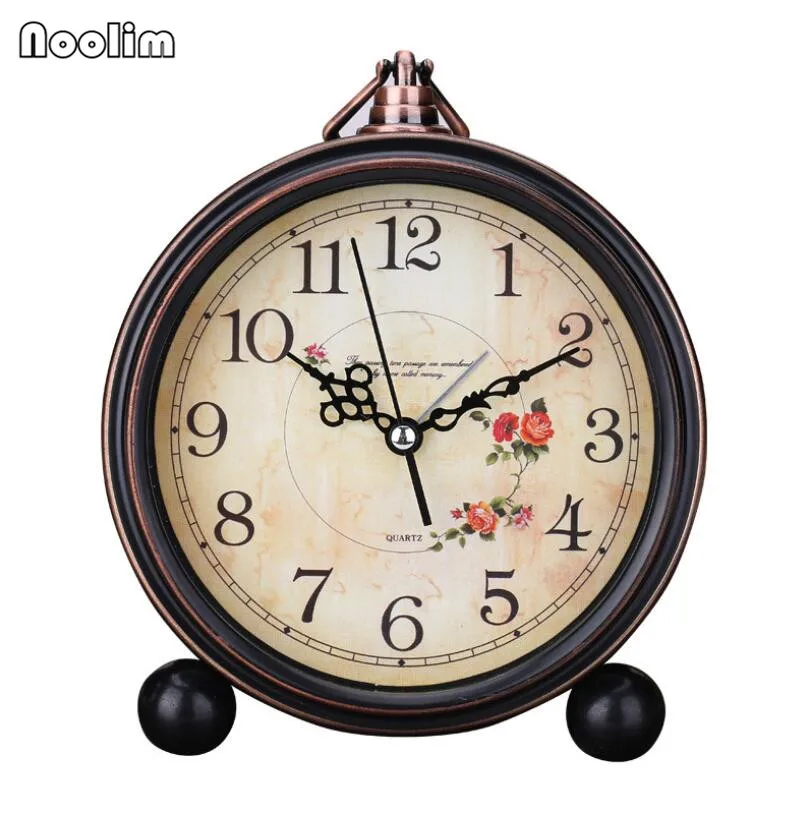 NOOLIM 8 видов стилей ретро Европейский Настольный Будильник беззвучные часы креативные металлические домашние спальни офисные часы