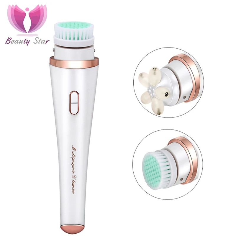 

Beauty Star Facial Cleansing Brush Heating Massager Face Deep Pores Cleaning Face Cleaner Scrubber Warm Hot Massager Skin Care