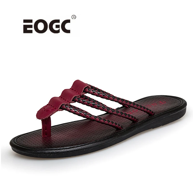 

Genuine Leather Men Slippers Beach Shoes Men Flip Flops Summer Flat Shoes Heels Male Shoes Dropshipping