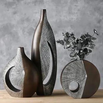 

Modern resin creative abstract parlor flowers vase vintage statue home decor crafts room decoration resin large floor vases