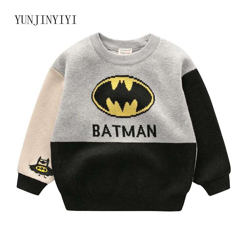 New Children's Clothing Boys and Girls Crayons Xiaoxin Superman Captain America Super Mario Children's Cartoon Sweater - Цвет: Batman