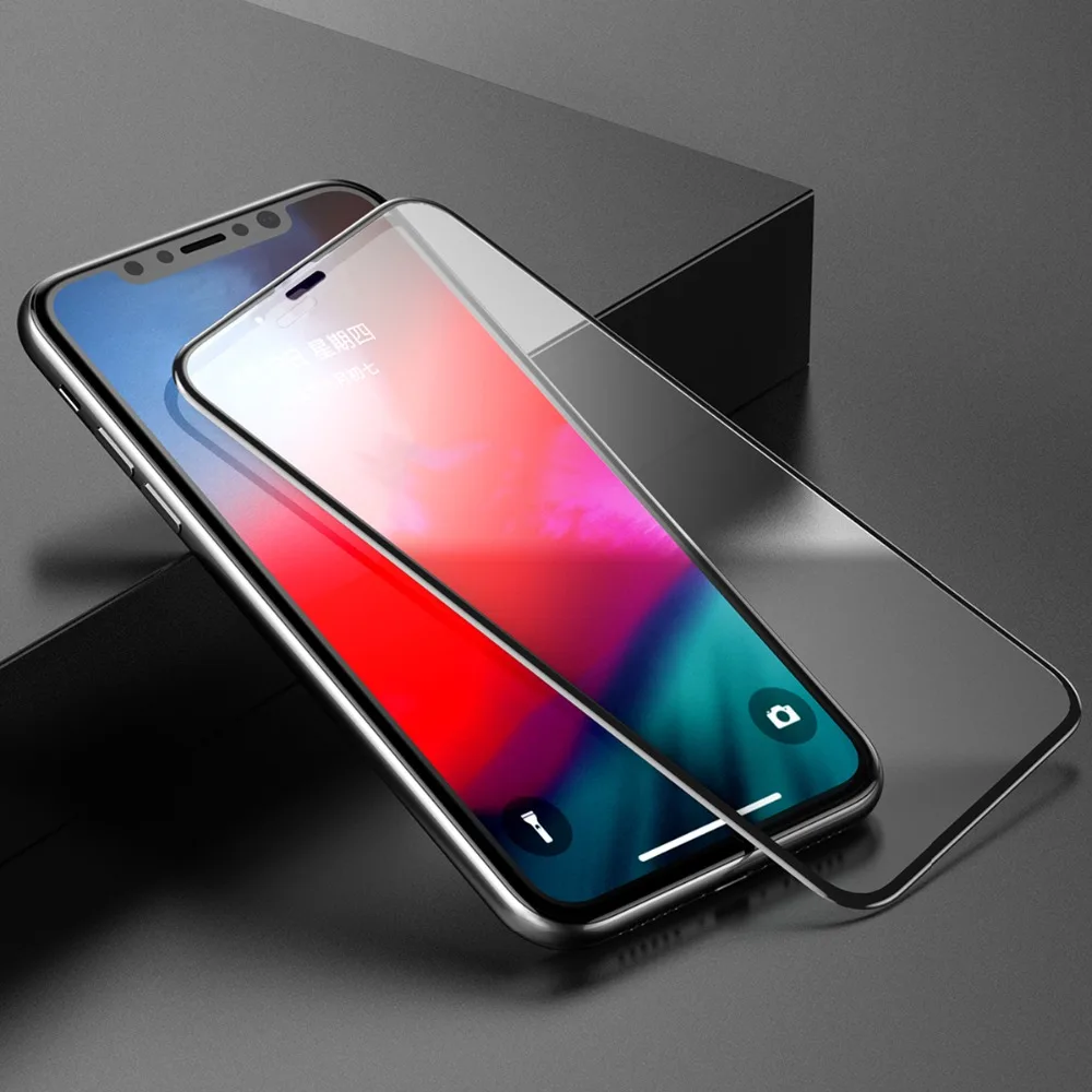 BASEUS закаленное Стекло для iPhone XR XS Max 0 3 мм Жесткая-изогнутые края полный Экран