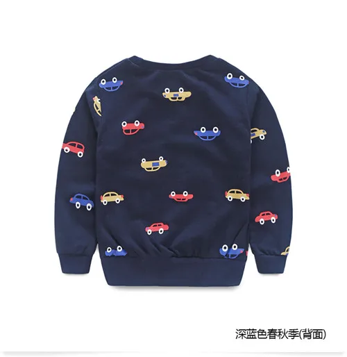 Весна-Осень, детский пуловер для мальчиков, верхняя одежда, разноцветный свитер с принтом автомобиля для маленьких мальчиков - Цвет: Синий