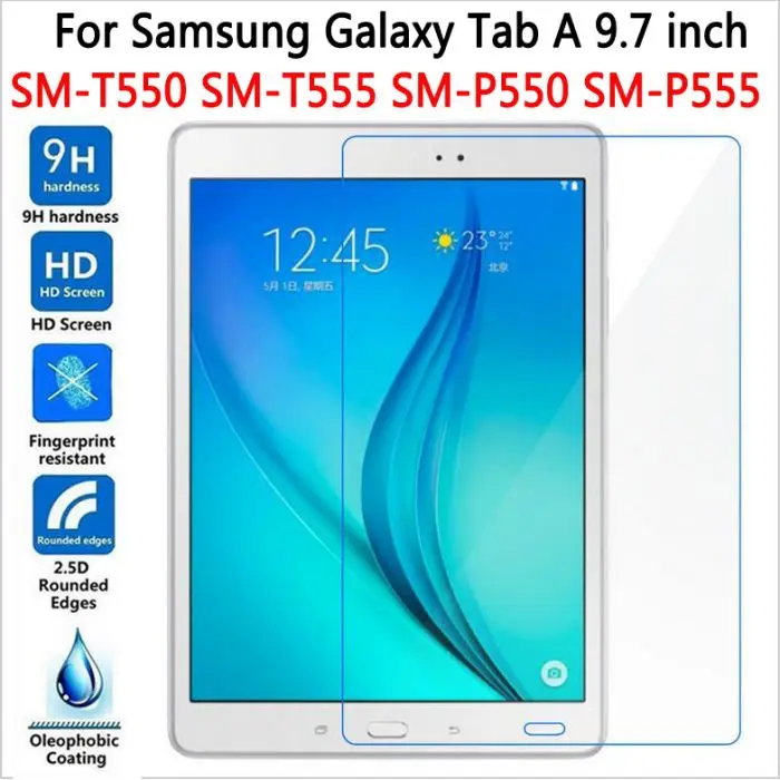 Закаленное Стекло Экран протектор для Samsung Galaxy Tab A 7,0 8,0 9,7 10,1 10,5 T550 T510 580 T585 T280 T350 T380 T385 P580 P200 - Цвет: T550 T555 P550 P555