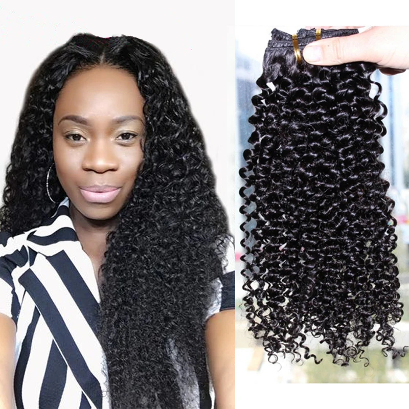 

Clip In Human Top Quality Hair Extensions 7pcs/set Peruvian Virgin In Hair African American Clip In Natural Hair Extension