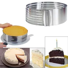 1 STÜCKE Edelstahl Mousse Kuchen Schicht Geschnitten Werkzeuge Kochen Kuchen-werkzeuge Metall Kreis Einstellbare Kuchen Slicer Gerät Mold Backformen
