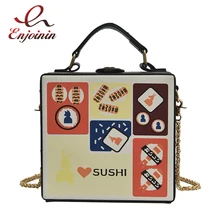 Стиль, модная дизайнерская сумка из искусственной кожи с мультяшным принтом, Женская Повседневная сумка на плечо, женская сумка на цепочке, Сумочка через плечо