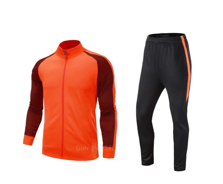 Высококачественный Спортивный костюм для футбола, мужская футбольная тренировочная куртка, костюмы для взрослых, униформа на заказ, комплекты зимней спортивной одежды, новинка - Цвет: Orange