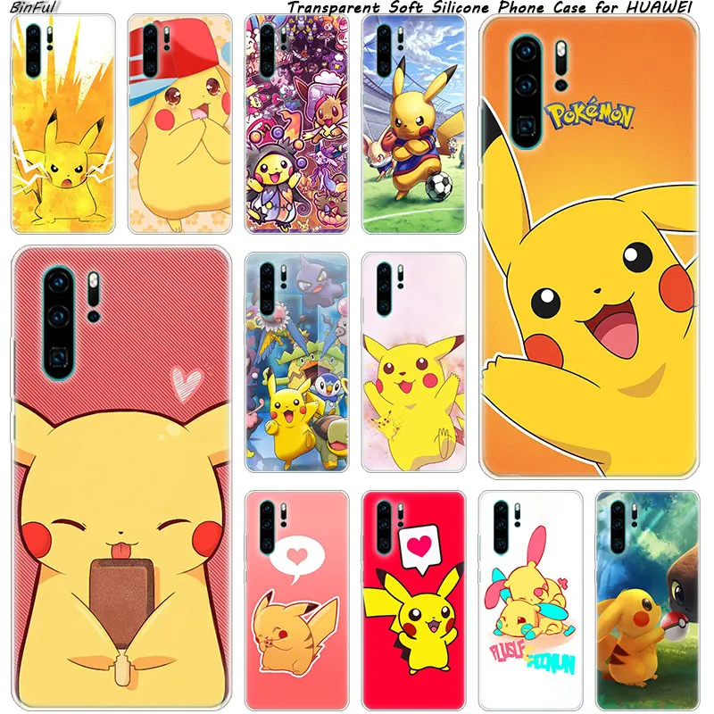 

Cute Cartoon Pikachu Pokemon Soft Silicone Phone Case for Huawei P30 P20 Pro P10 P9 P8 Lite 2017 P Smart Z Plus 2019 NOVA 3 3i