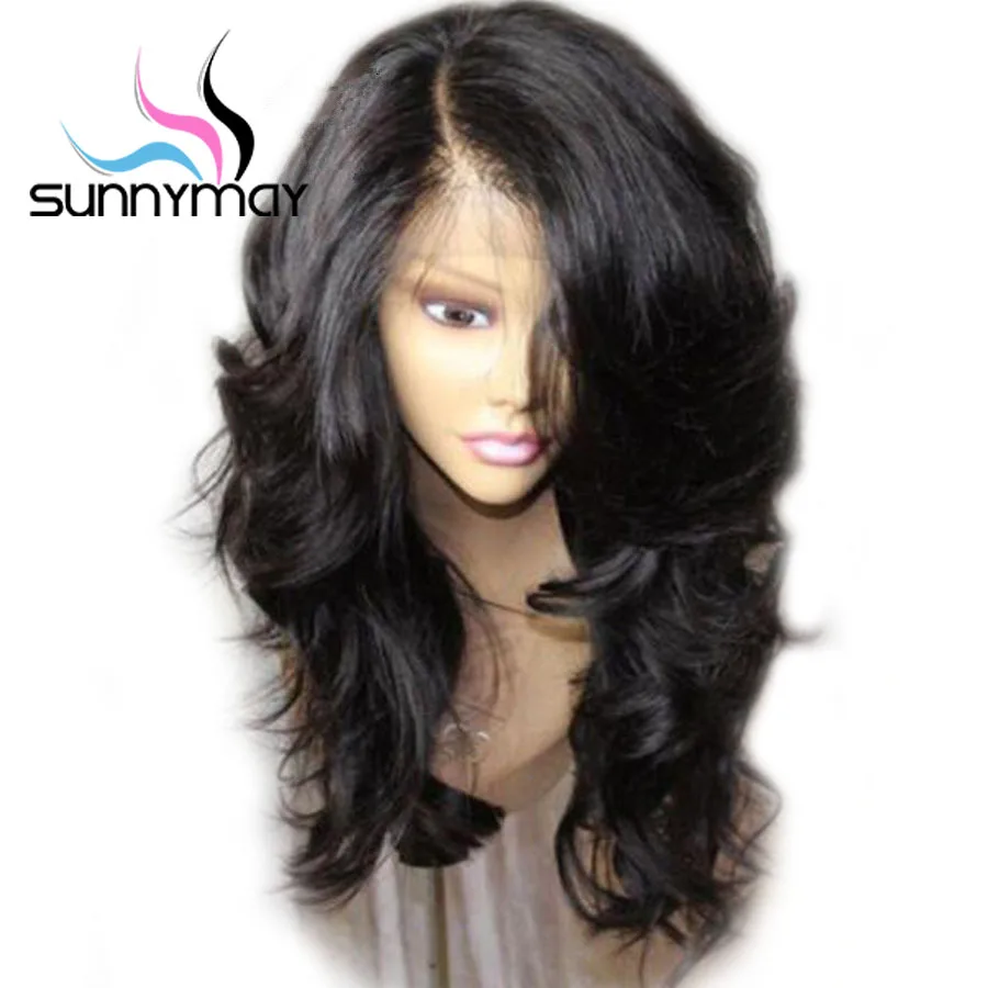 Sunnymay 180% парики с волнистыми волосами предварительно сорвал 360 синтетический Frontal шнурка волос парик с ребенком Glueless бразильский Remy