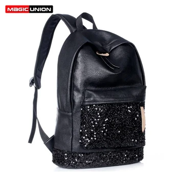 

MAGIC UNION Fashion Women Sequins Backpack for Teenager Girls School Backpack Female Leather Backpack School Bags