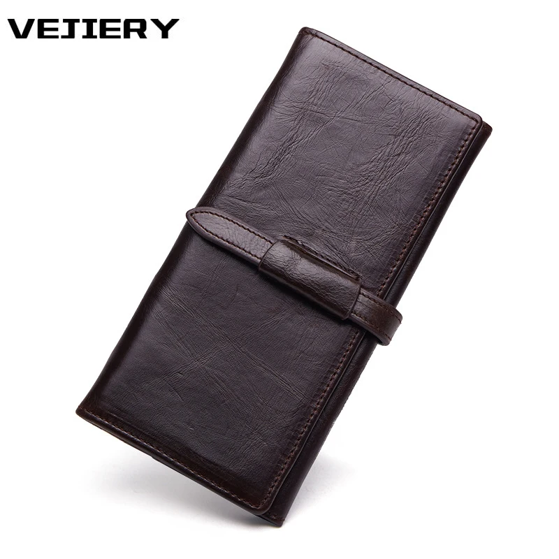 

VEJIERY 2018 Genuine Leather Wallets Vintage Style Men Wallet Luxury Business Long Men Purse Wallet Male Clutch Bag