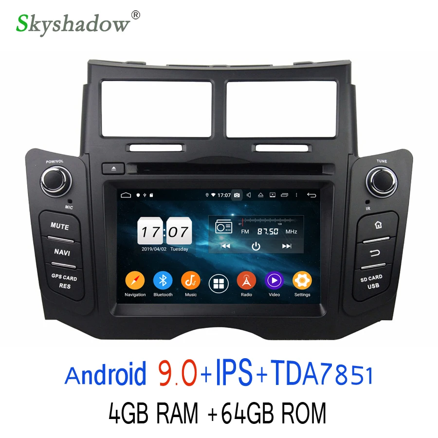 2din Android 9,0 64 Гб rom Восьмиядерный для Toyota YARIS 2005-2010 2011 Автомобильный dvd-плеер Wifi Bluetooth 4,2 RDS радио gps ГЛОНАСС карта