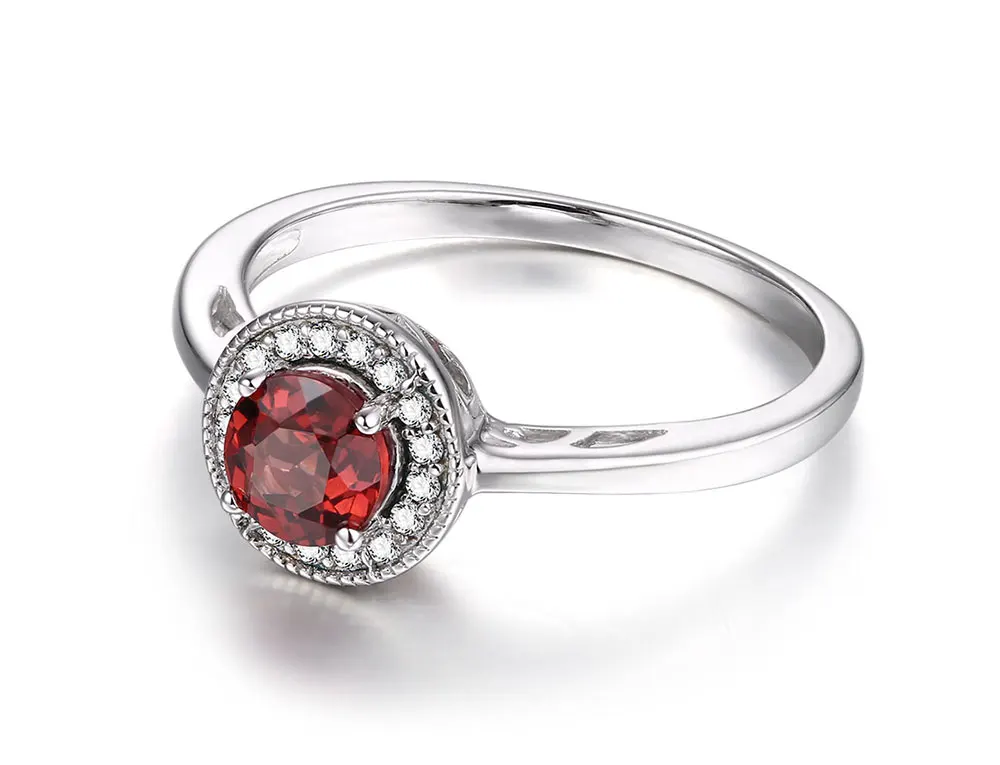 DOUBLE-R; гранат 2.8ct ювелирные изделия классический Для женщин обручальное кольцо женский красный камень круглый 925 Серебряный кулон Цепочки и ожерелья Серьги комплект