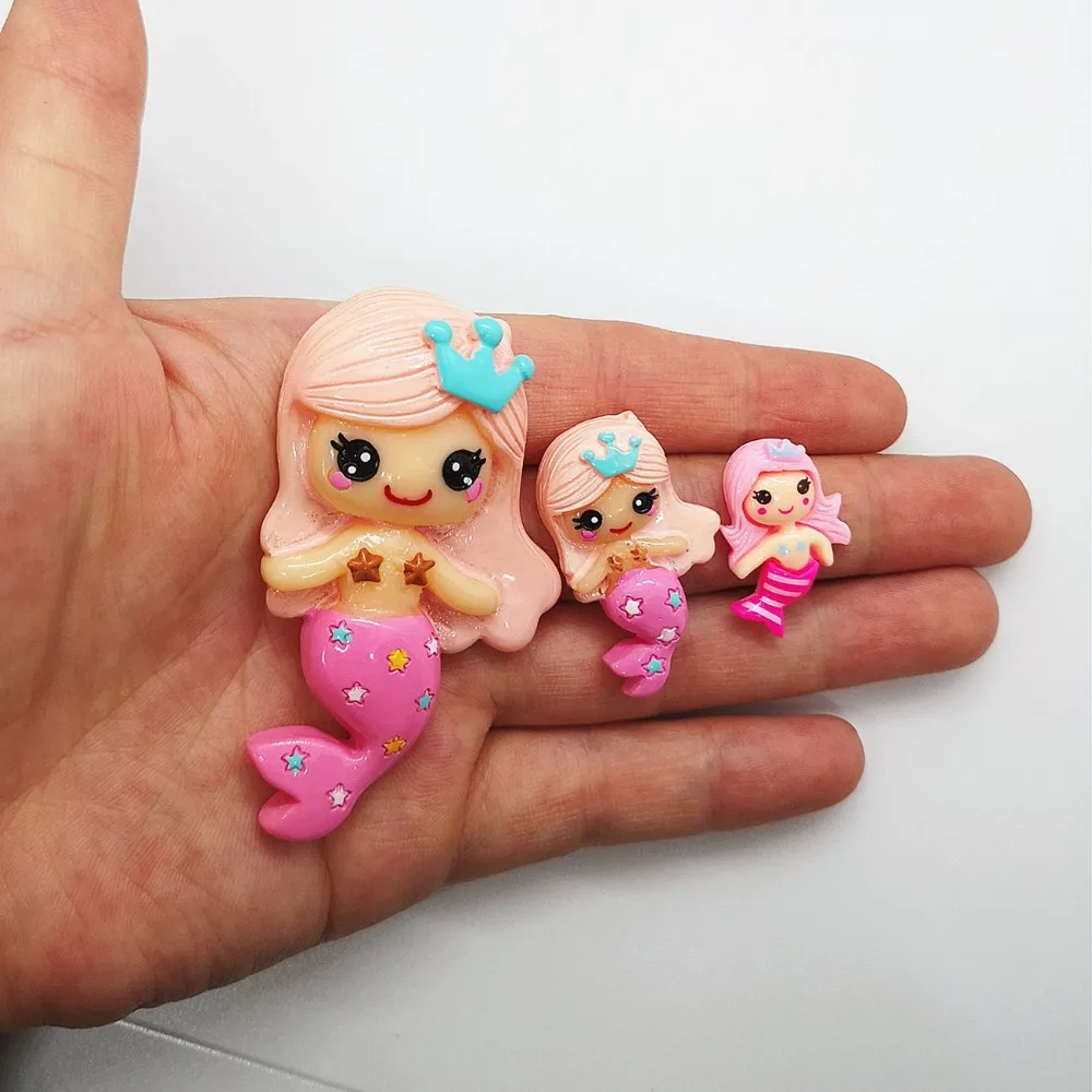 

3pcs Resin Mermaid Slime Charm Crafts Cameo Cabochon Baby Jewelry Findings DIY Sequin Fish Tail Phone Arts Crafts