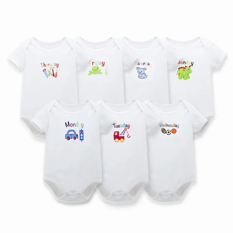 7 шт./партия, боди для новорожденных с короткими рукавами, одежда для малышей, комбинезон с круглым вырезом для малышей 0-9 месяцев, хлопок, одежда для малышей - Цвет: for boys
