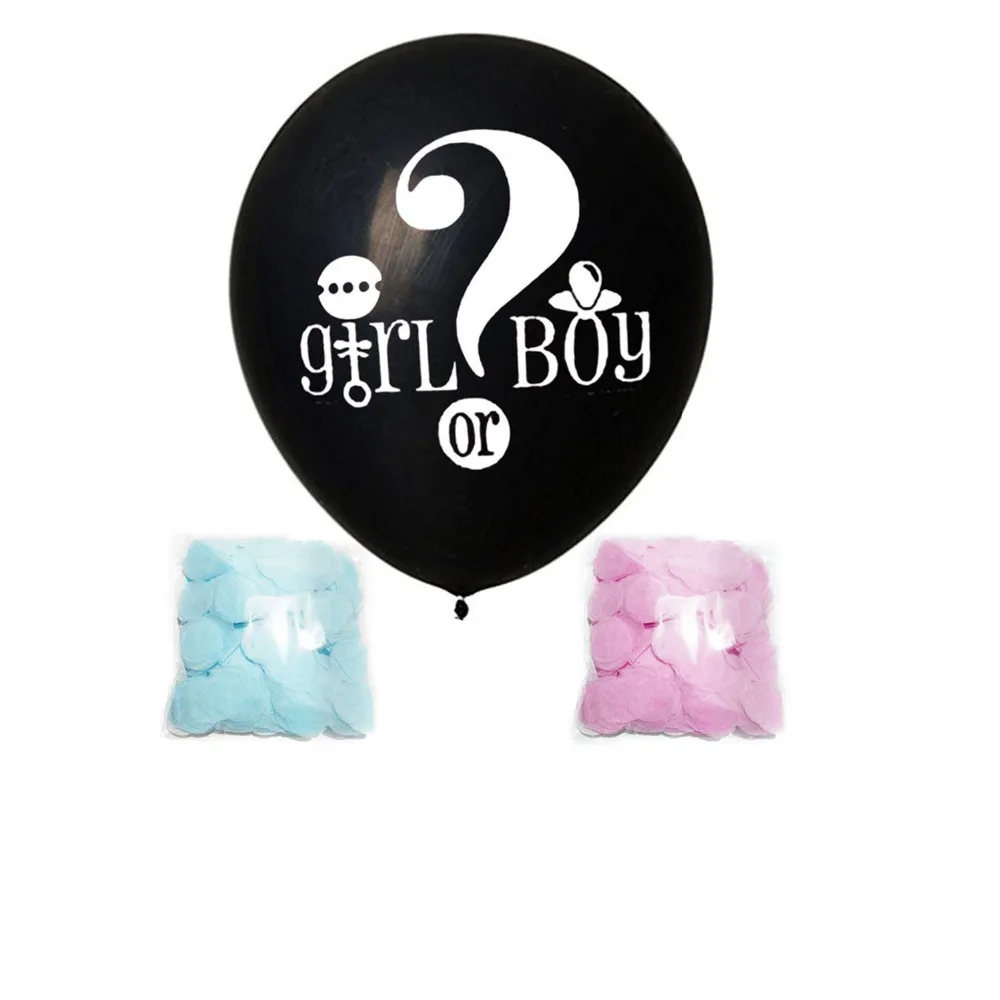 36 Inch Black Round Confetti Latex Balloon Boy or Girl Gender Reveal Party Balloon Giant Balloon With Pink Blue Confetti PAT75 (2)