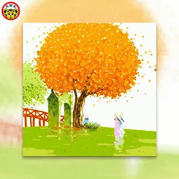 

painting by numbers art paint by number Korean landscape illustration cartoon outing travel wishing female decorative paintings