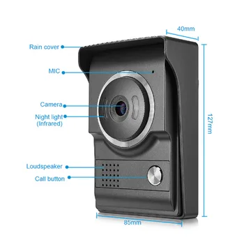 

Wired video doorphone intercom system with monitor,intercom,unlock ,waterproof and IR night vision camera for home security