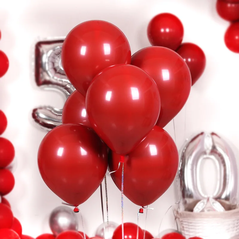 

10pcs 10inch Pearl Wine Red Latex Balloons Wine Red Birthday Wedding Decoration Party Inflatable New Color Balloon