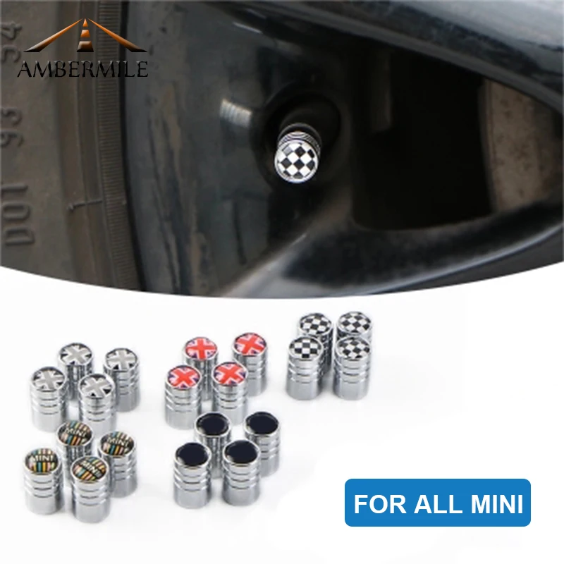 

AMBERMILE Car Wheel Tire Valve Caps Cover Decoration for Mini Cooper Countryman R55 R56 R60 R61 F54 F55 F56 F60 R57 Accessories