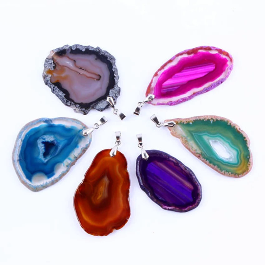 

wholesale 10Pcs Charm Natural Geode slices pendant Colorful Shape Of Freeform Druzy Geode Agate Fashion Beads Pendant Jewelry