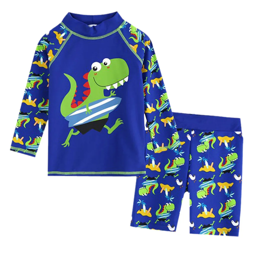 Одежда для купания для маленьких мальчиков; купальный костюм с длинными рукавами и объемным рисунком динозавра для малышей; пляжная одежда для купания; детский купальный костюм из 2 предметов; zwembroek baby