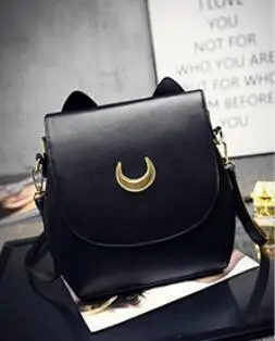 New Sailor Moon Black PU Leather Backpack Women Shoulder Rucksack 2019 School Bags for Teenage Girls Brand Sac A Dos Femme LL34