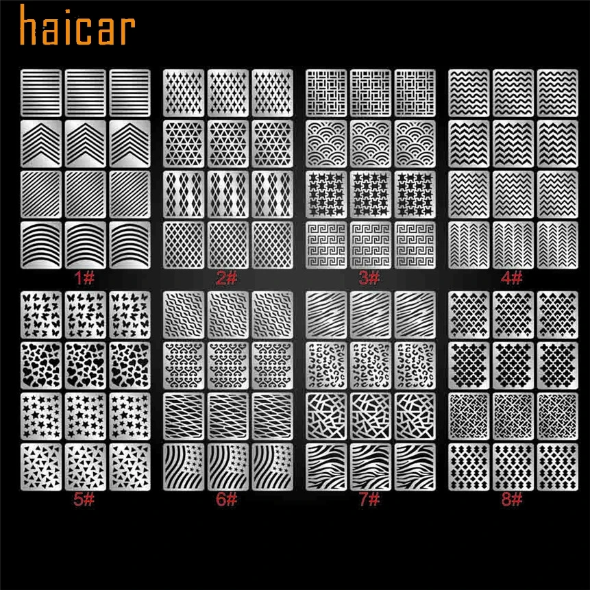 HAICAR 24 листа многоразовые полые наклейки для дизайна ногтей неправильная трафаретная штамповка шаблон инструменты для ногтей 170216 Прямая поставка