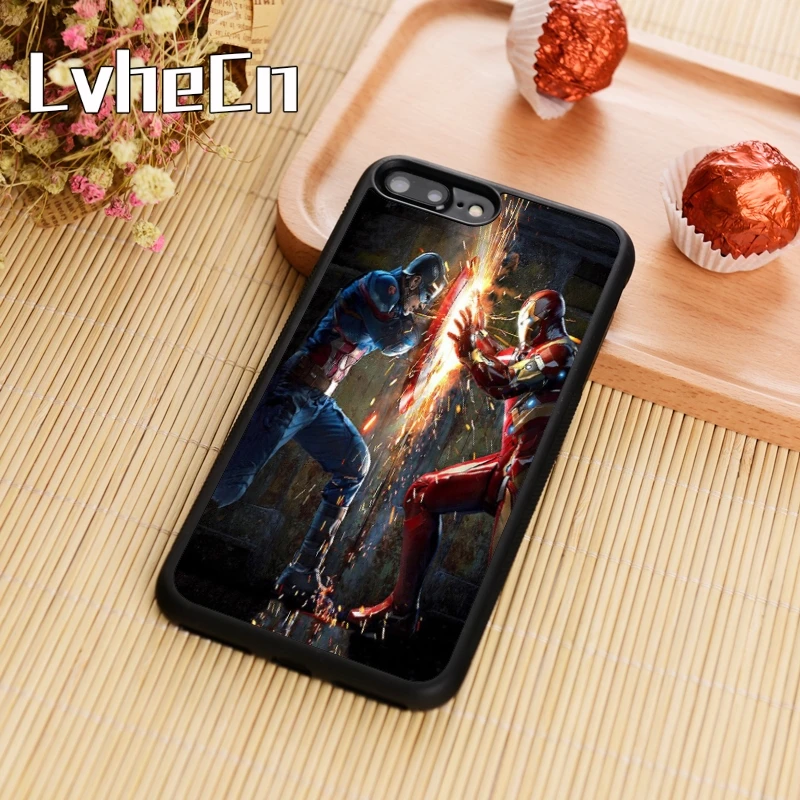 LvheCn Капитан Америка против Ironman чехол для телефона iPhone 5 6 6s 7 8 plus 11 pro X XR XS max samsung S6 S7