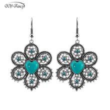 

XY Fancy 2017 new Flower Shape Pendant Stylish earring Bohemian blue stone jewelry for Wear Decoration zk30