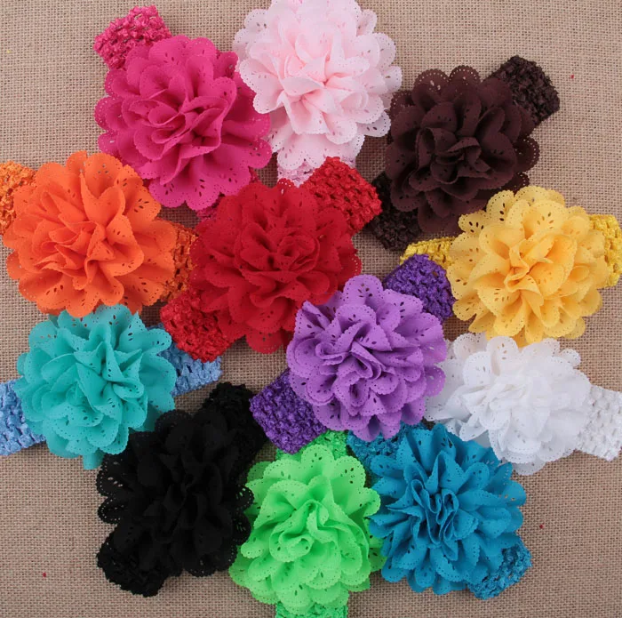 

Wholesale Hot Sale Girl Baby Toddler Lace Flower Headband Eyelet Flower With Knit Hair Band Accessories Children Headwear