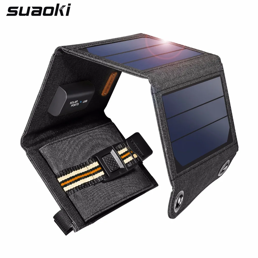 

Suaoki Portable 7W Folding Foldable Solar Panel Charger 5V 1A USB Output Mobile Power Bank For Phone