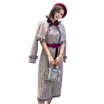

Women's spring and autumn winter exquisite fashion retro plaid new vest dress woven short jacket foreign gas two-piece JQ213