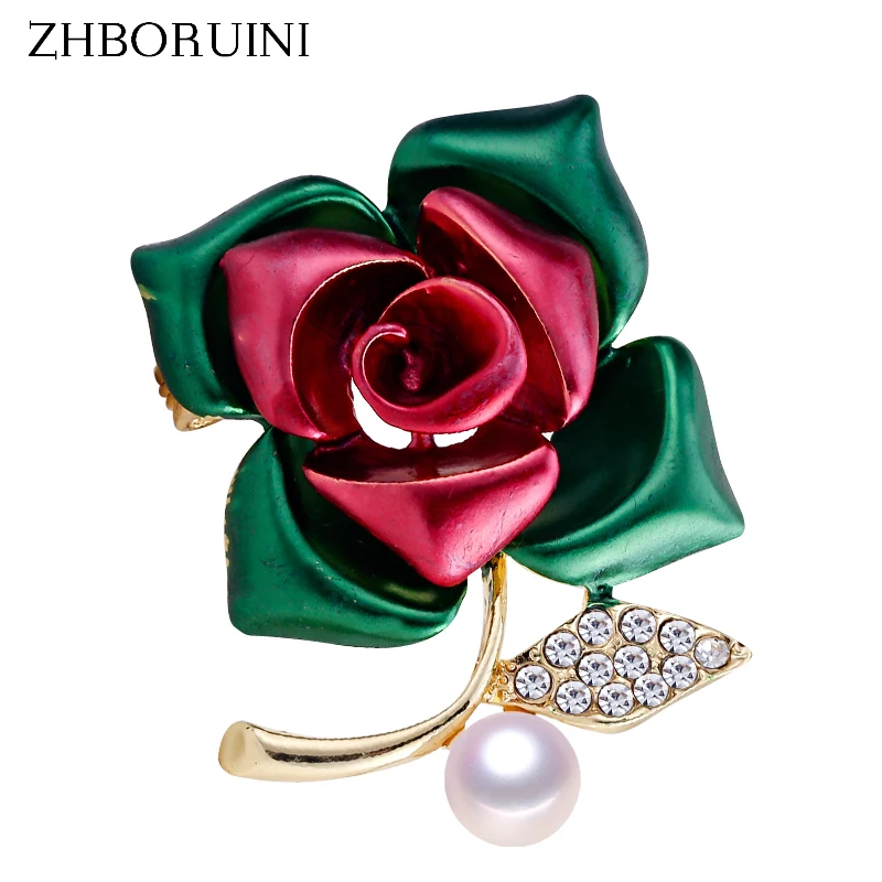 ZHBORUINI 2019 новая брошь с жемчугом Элегантная Брошь розы ювелирное изделие